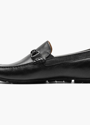 Florsheim Boys Talladega Solid Black Slip-on Moc Toe Bit Loafer Dress Shoes
