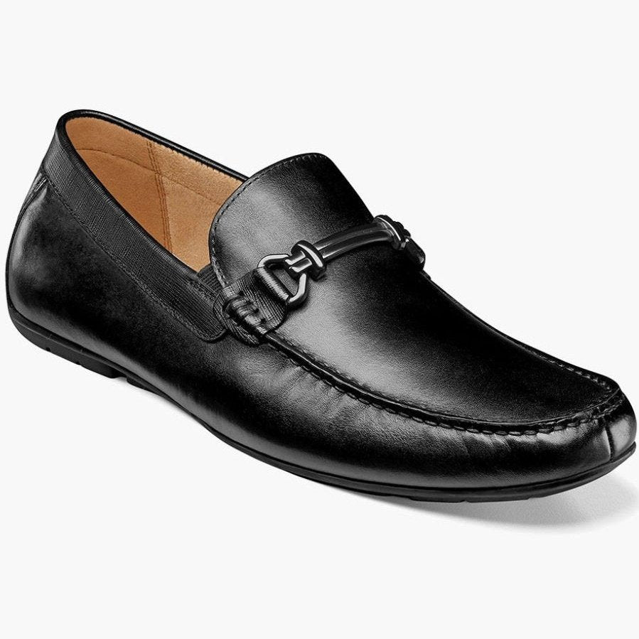 Florsheim Boys Talladega Solid Black Slip-on Moc Toe Bit Loafer Dress Shoes