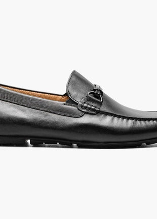 Florsheim Mens Talladega Solid Black Slip-on Moc Toe Bit Loafer Dress Shoes
