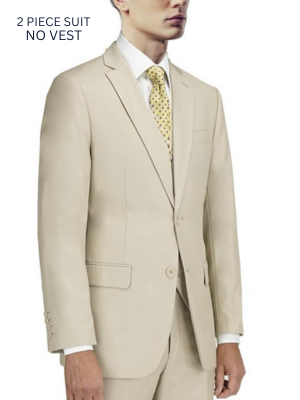 Giorgio Fiorelli Men's Solid Tan Slim Fit Two Piece Suit