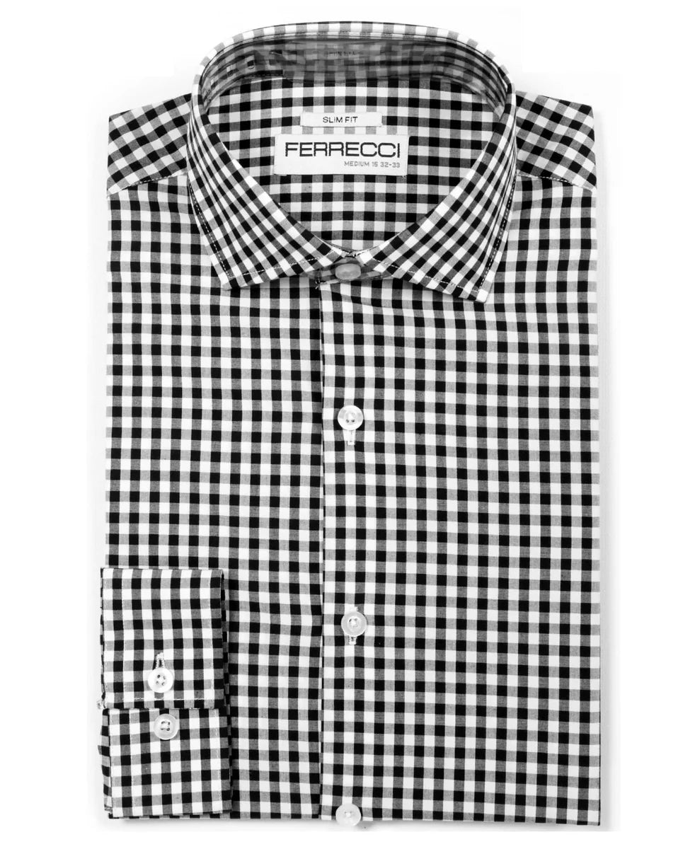 ferrecci dress shirts Ferrecci Virgo Charcoal Regular Fit Dress Shirt 16 Large 32-33 Sleeve