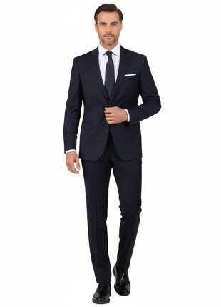 Di'nucci Slim Fit Navy Woven Notch Lapel Wool Blend Suit