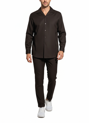 Apollo King Royal Diamond Solid Dark Brown Regular Fit 2 Piece Walking Suit