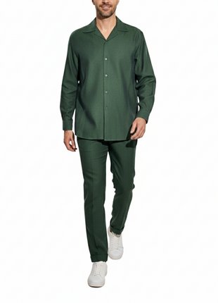 Apollo King Royal Diamond Green Herringbone Classic Fit 2 Piece Walking Suit