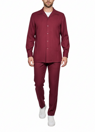 Apollo King Royal Diamond Burgundy Textured Classic Fit 2 Piece Walking Suit