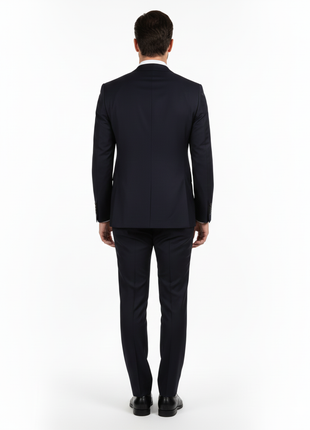 Di'nucci Slim Fit Navy Textured Double Breasted Wool Blend Suit - The Suit Depot