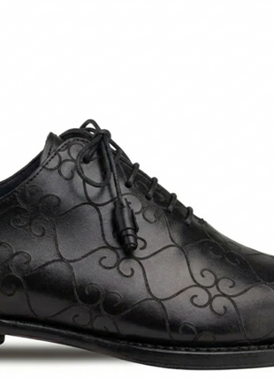 Mezlan Tribeca Black Laser Print Calfskin Oxford Dress Shoes