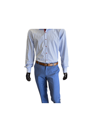 Label M Mens Solid Light Blue Slim Fit 100% Wool Dress Pants