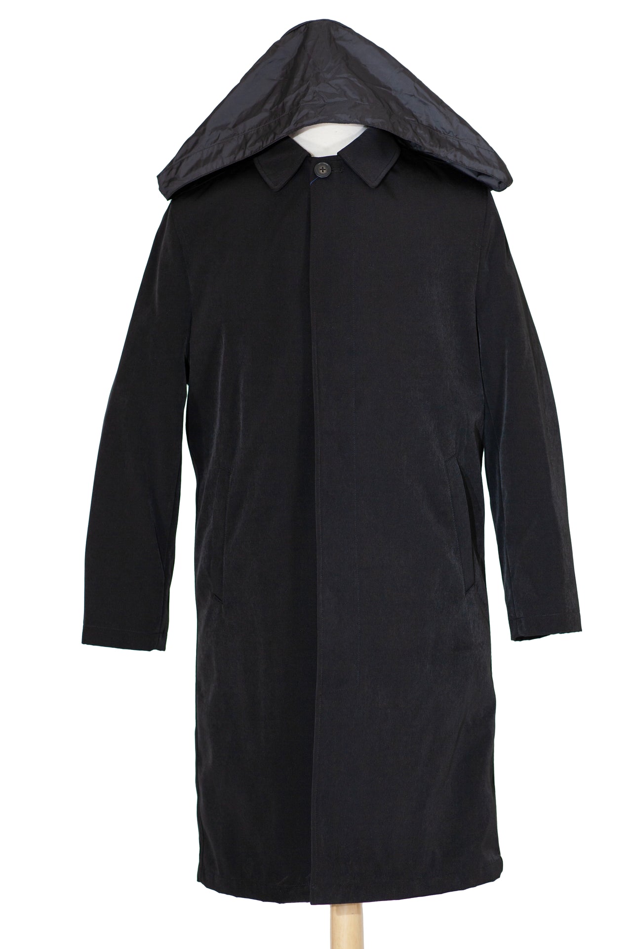 Hart Schaffner Marx Black Single Breasted Full Length Hooded Raincoat