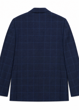 Hickey Freeman Navy Blue Windowpane Check 100% Wool Classic Fit 2-Button Suit 42R
