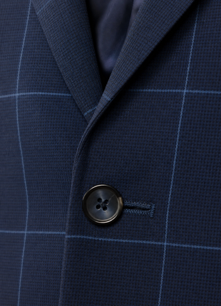Hickey Freeman Navy Blue Windowpane Check 100% Wool Classic Fit 2-Button Suit 42R