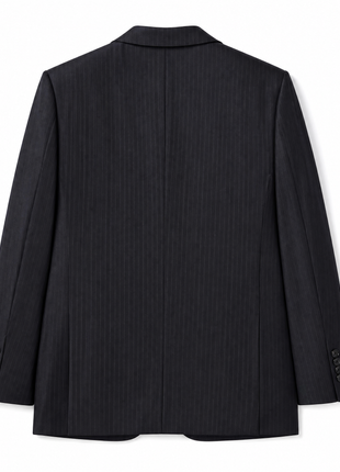 Hickey Freeman Charcoal Black with dark Pinstripe 100% Wool Portly Fit 2-Button Suit 50S