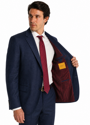 Hickey Freeman Navy Blue Twill Weave 100% Wool Classic Fit 2-Button Suit 46S