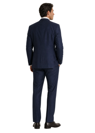 Hickey Freeman Navy Blue Twill Weave 100% Wool Classic Fit 2-Button Suit 46S