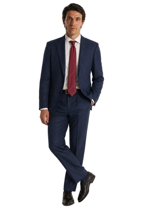 Hickey Freeman Navy Blue Twill Weave 100% Wool Classic Fit 2-Button Suit 46S