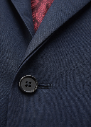 Hickey Freeman Navy Blue Twill Weave 100% Wool Classic Fit 2-Button Suit 46S