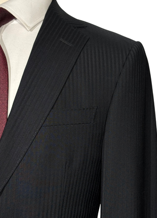 Z Zegna Mens Black Pinstripe Notch Lapels Classic Fit 2-Button Wool Suit - 40R