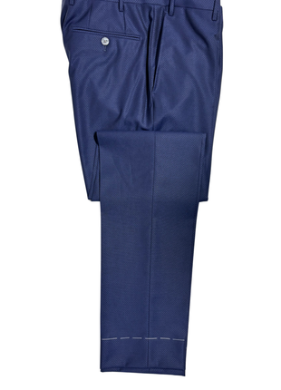 Corneliani Mens Blue Micro-Pattern Fully-Canvassed Peak Lapel Slim Fit 3-Piece Wool Tuxedo Suit - 38S - The Suit Depot