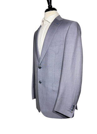 Brioni Mens Heather Blue Micro Check Fully-Canvassed Notch Lapel Classic Fit 2-Button Wool Blend Suit- 40L
