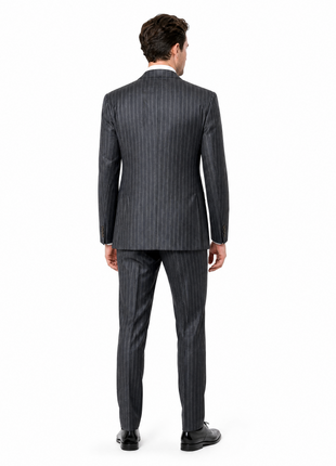 Sartoria Partenopea Mens Charcoal Chalk Stripe Notch Lapel Classic Fit 3-button Wool Suit - 44R