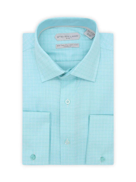 aqua blue dress shirt Men's Basic Solid Color Button Up Dress Shirt (Aqua), Aqua / 2X-Large/18-18.5 Neck/36-37 Sleeve main image 1