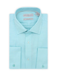 Thumbnail for Steven Land Mens Aqua Blue Classic Fit French Cuff 100% Cotton Dress Shirt