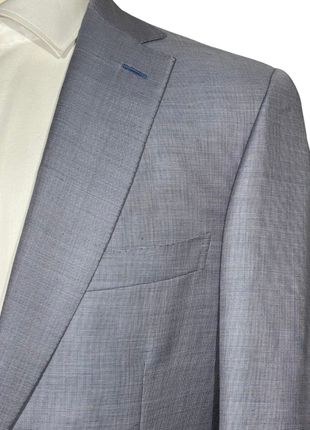Brioni Mens Heather Blue Micro Check Fully-Canvassed Notch Lapel Classic Fit 2-Button Wool Blend Suit- 40L