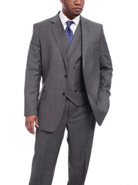 Thumbnail for Steven Land Classic Fit Textured Gray Vested Pleated Wool Suit - The Suit Depot