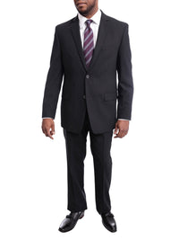 Thumbnail for I Uomo Regular Fit Black Pinstriped Two Button Wool Suit - The Suit Depot