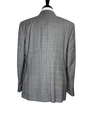 Galvani Collezione Mens Gray Windowpane Notch Lapel Classic Fit 2-Button Wool Suit - 44R