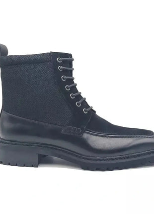 Carrucci Men's Black Leather & Canvas Lace-up Boots