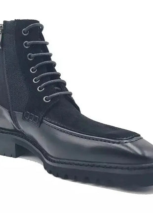Carrucci Men's Black Leather & Canvas Lace-up Boots