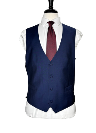 Corneliani Mens Blue With Black Trim Fully-Canvassed Shawl Lapel Slim Fit 3-Piece Wool Mohair Tuxedo - 44R