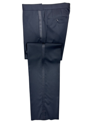 Napoli Black Wool & Cashmere Tuxedo With Satin Notch Lapels And Satin Stripe On Pant