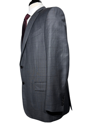 Ermenegildo Zegna Mens Gray Windowpane Fully-Canvassed Notch Lapel Classic Fit 2-Button Wool Suit - 44R
