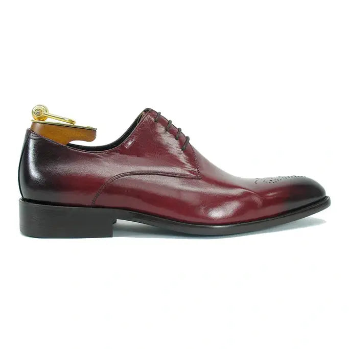 Carrucci Mens Burgundy Lace Up Oxford Leather Dress Shoes