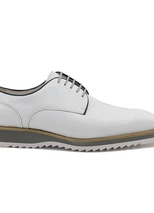 Carrucci Mens White Blucher Lace-Up Leather Oxford Shoes