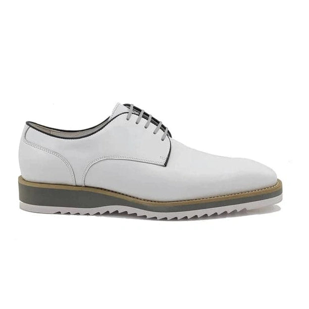 Carrucci Mens White Blucher Lace-Up Leather Oxford Shoes