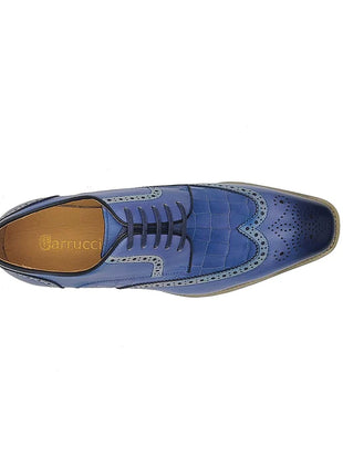 Carrucci Mens Blue Lace Up Oxford Leather Dress Shoes