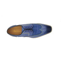 Thumbnail for Carrucci Mens Blue Lace Up Oxford Leather Dress Shoes