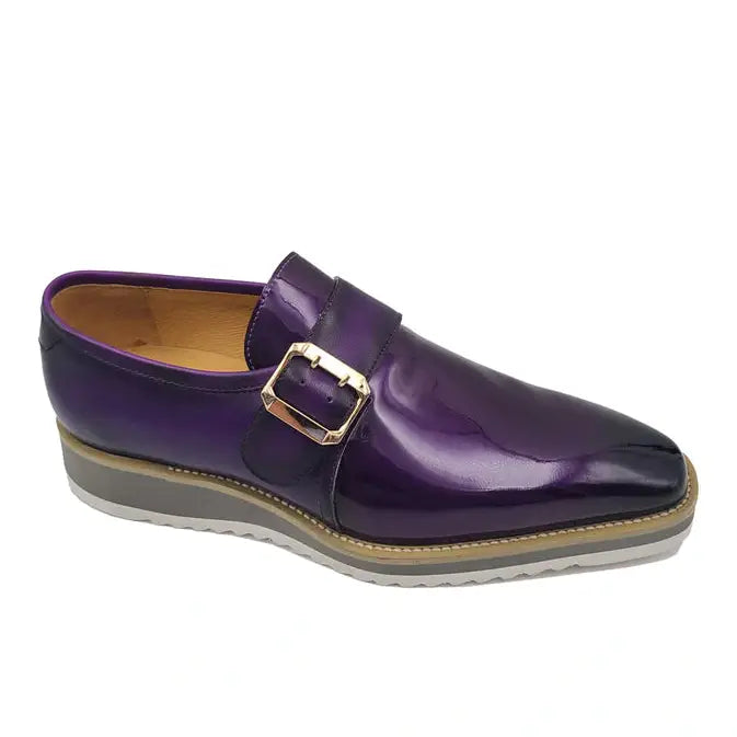 Carrucci Mens Purple Patent Leather Slip On Loafer Leather Dress Shoes