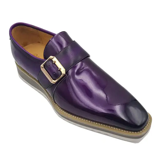 Carrucci Mens Purple Patent Leather Slip On Loafer Leather Dress Shoes