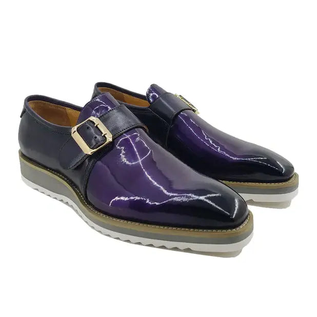 Carrucci Mens Purple Patent Leather Slip On Loafer Leather Dress Shoes