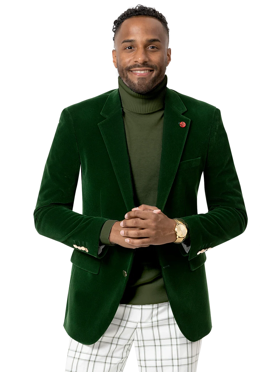 Kent & Park Men's Velvet Solid Green Classic Fit Blazer Sportcoat