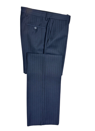 Versace Collection Mens Navy Pinstripe Notch Lapel Classic Fit 2-Button Wool Blend Suit - 38R
