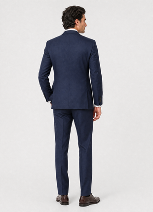 Tovaglia Mens Medium Blue Weave Notch Lapel Wool Silk Blend 2-Button Suit