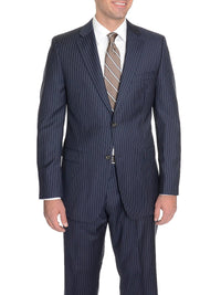 Thumbnail for Ralph Lauren Slim Fit  Navy Blue Pinstriped Two Button Wool Suit - The Suit Depot