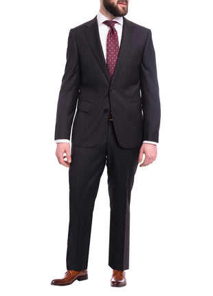 Blujacket Mens Solid Charcoal Gray Wool Cashmere Blend Regular Fit 2 Piece Suit