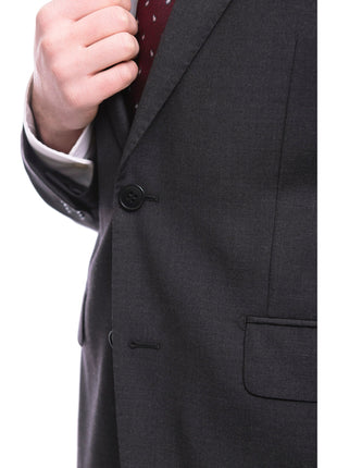 Blujacket Mens Solid Charcoal Gray Wool Cashmere Blend Regular Fit 2 Piece Suit