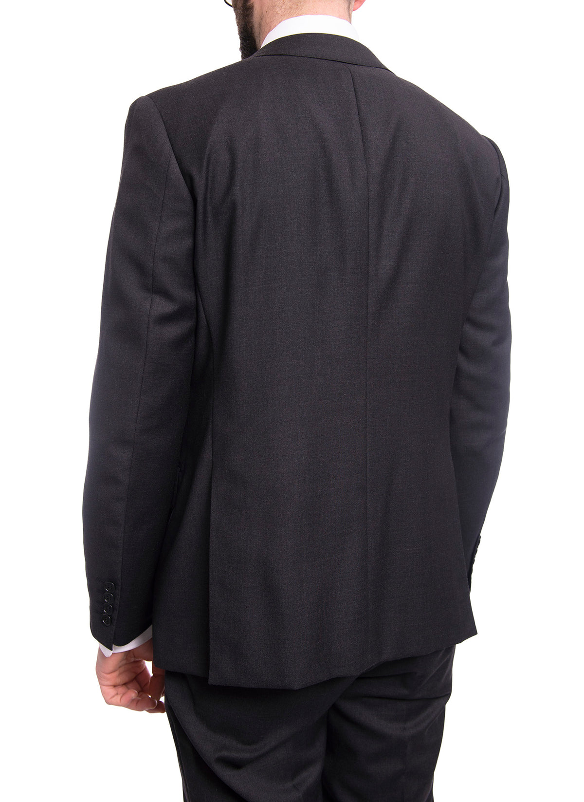 Blujacket Mens Solid Charcoal Gray Wool Cashmere Blend Regular Fit 2 Piece Suit
